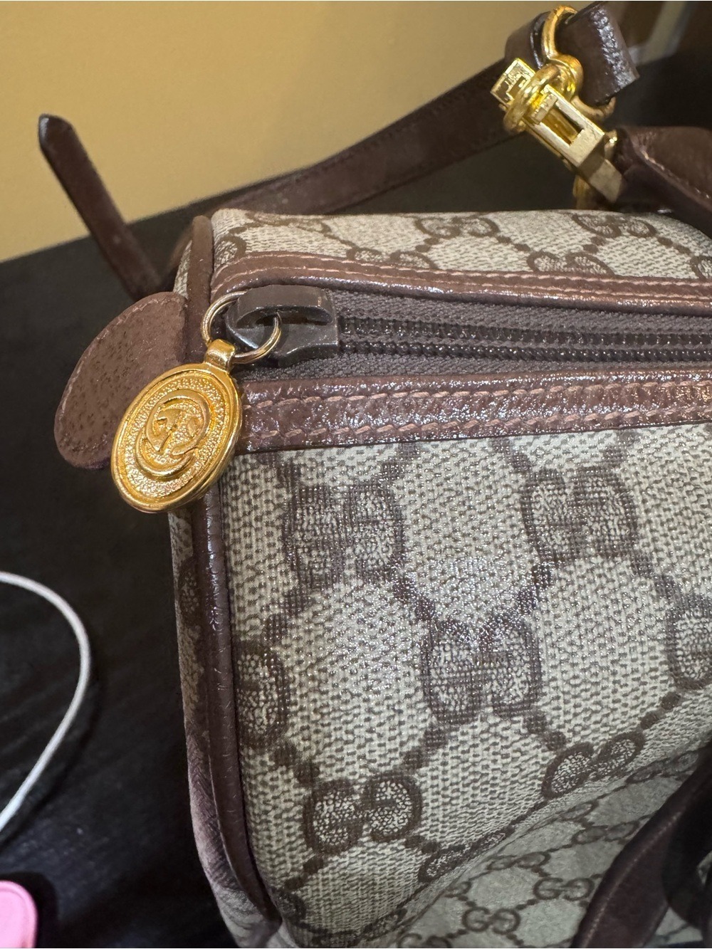 Gucci Beige GG Canvas & Leather Boston Satchel with Gold Hardware, Dust Bag - Picture 9 of 16
